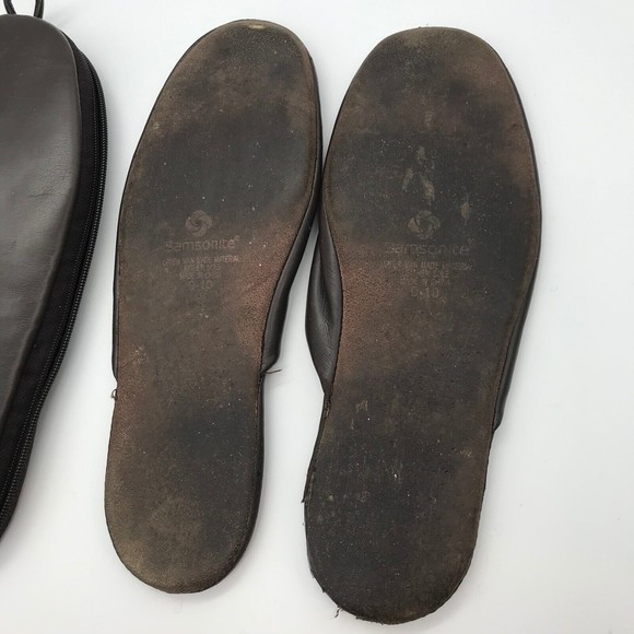 Vintage Samsonite Men's size 9- 10 Travel Slippers  in Brown Zippered Case - Picture 11 of 11
